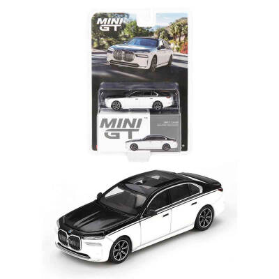Mini GT 1/64 BMW i7 xDrive60 Alpine White / Black Sapphire