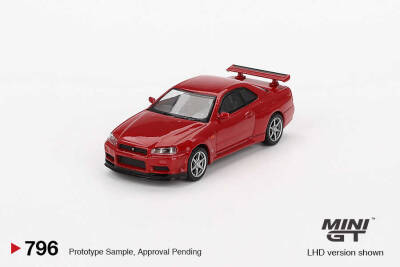 Mini GT 796 Nissan Skyline Gt-R (R34) V-Spec Active Red - Blister Paket