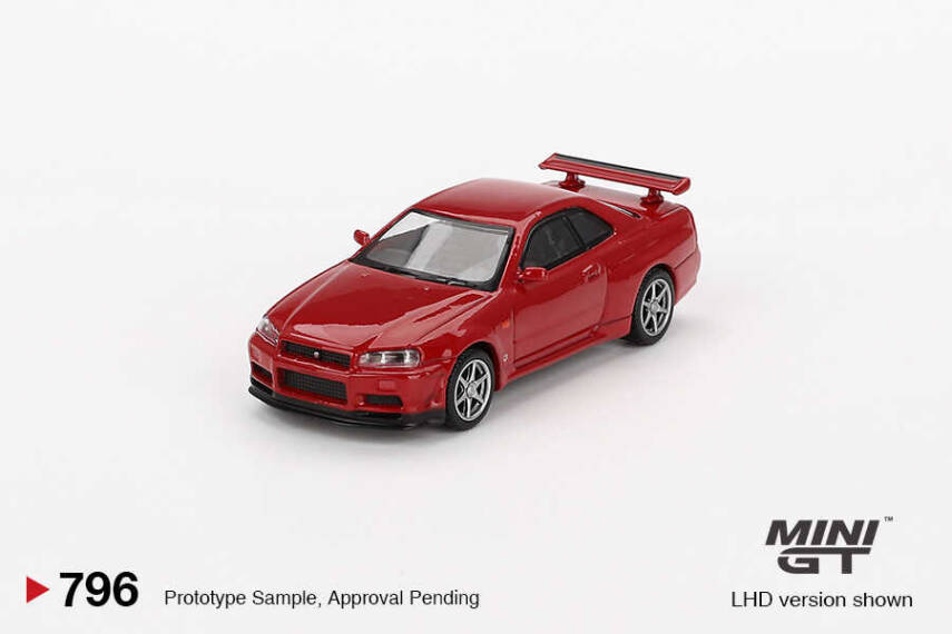 Mini GT 796 Nissan Skyline Gt-R (R34) V-Spec Active Red - Blister Paket - 1