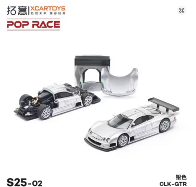 Pop Race 1/64 Mercedes-Benz CLK-GTR Silver
