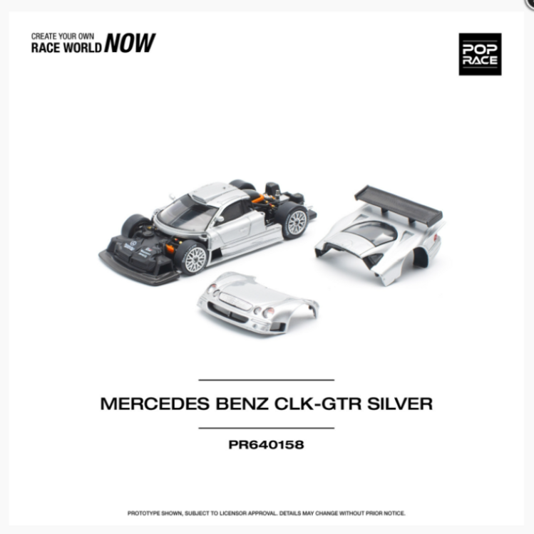 Pop Race 1/64 Mercedes-Benz CLK-GTR Silver - 2