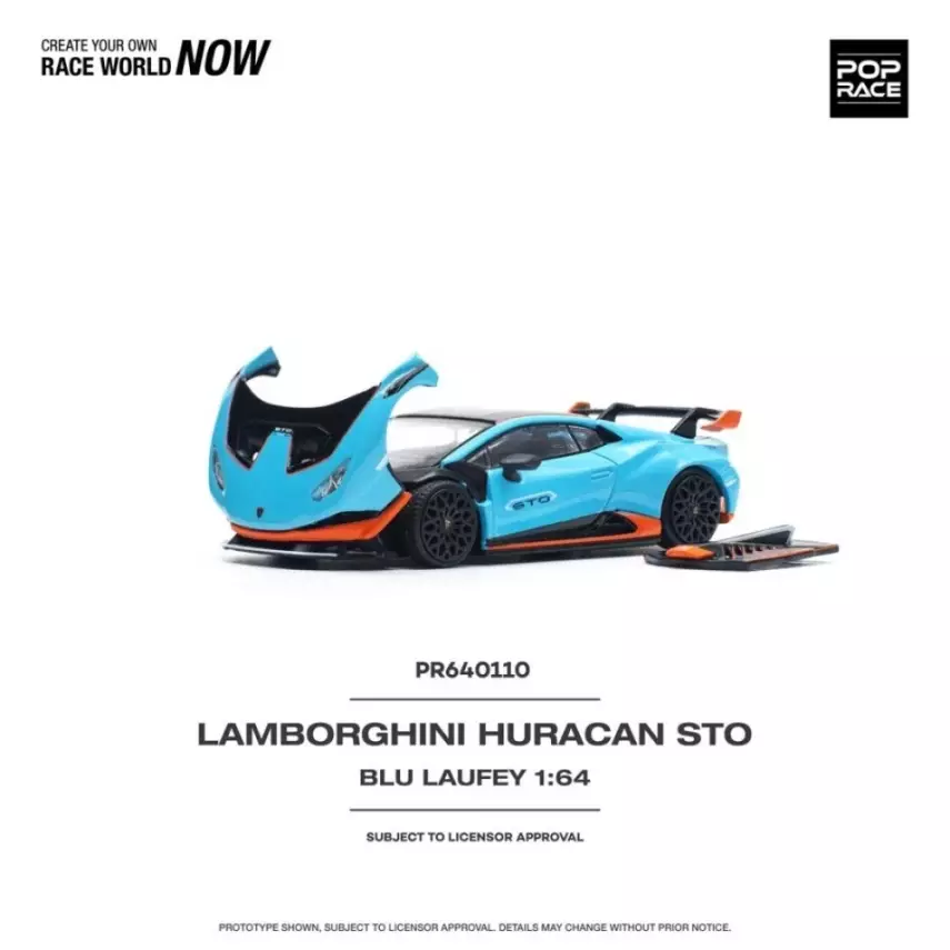 POPRACE PR64-110 1/64 LAMBORGHINI HURACAN STO BLUE POP RACE NEW - 1